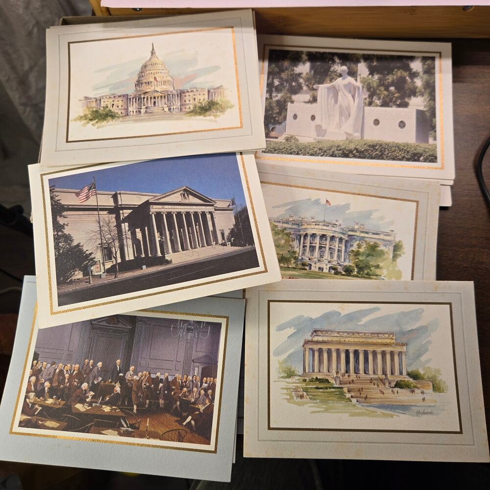 Vintage USA Landmarks Notecard Box Set 11 Watercolor Cards Envelopes Capitol
